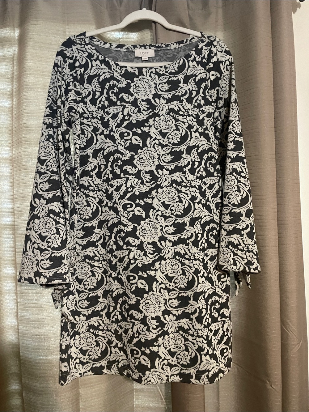 LOFT Navy & White Floral Scroll Tunic